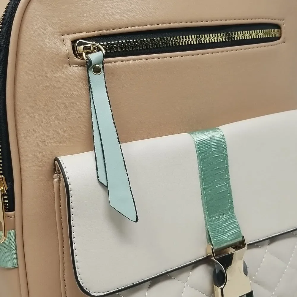 Blush pink cream and mint green Backpack purse